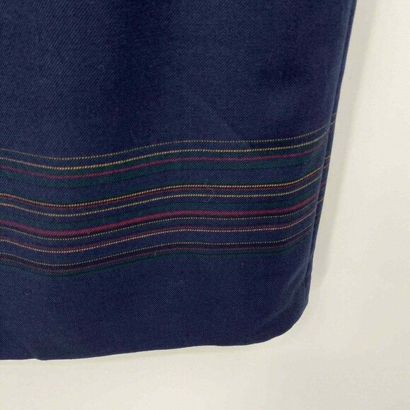 Pendleton Wrap Midi Skirt Womens 12 Navy Blue Tartan Wool Embroidered Detailing - Picture 3 of 10
